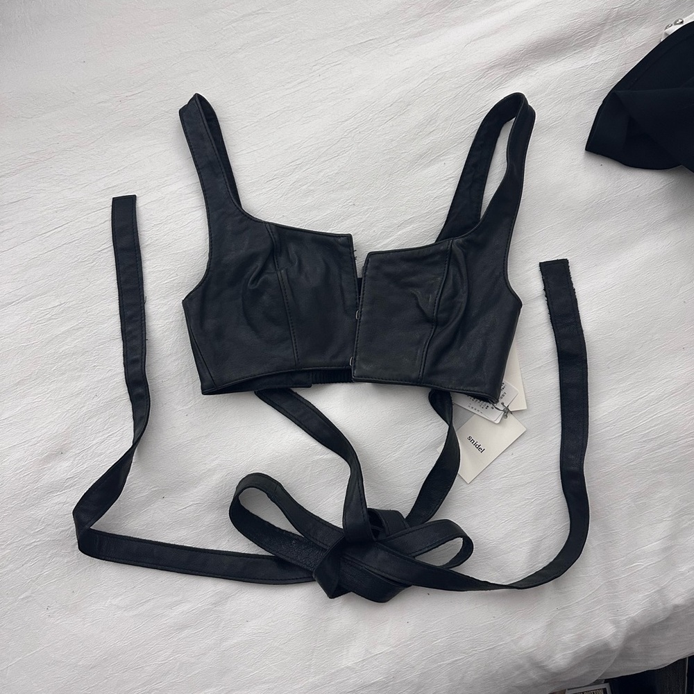 NWT Real Sheep Leather Crop Top